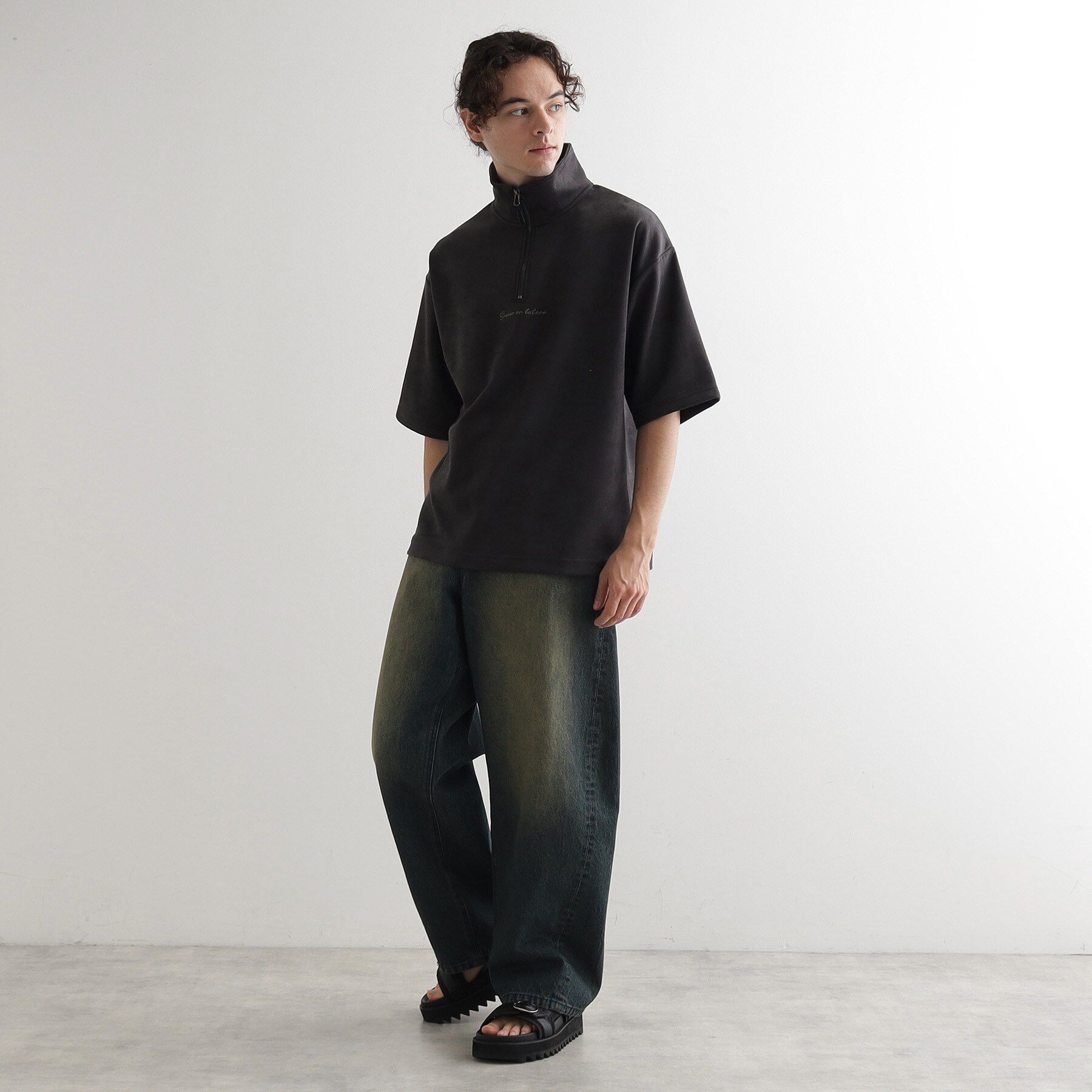 tk.TAKEO KIKUCHI「ポンチスエードハーフジップカットソー」|Tシャツ・カットソー|