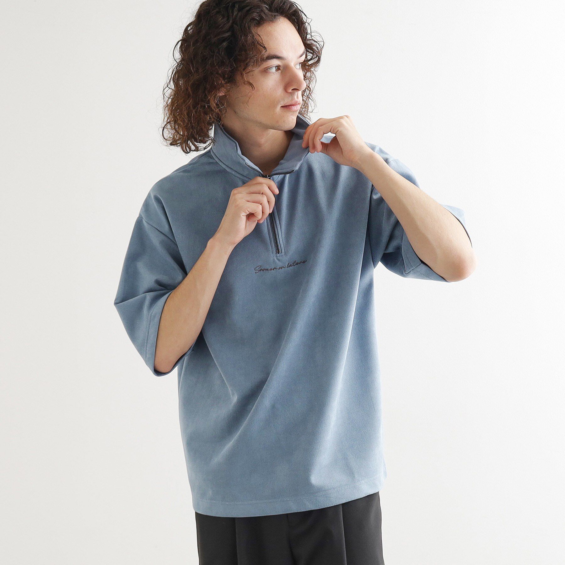 tk.TAKEO KIKUCHI「ポンチスエードハーフジップカットソー」|Tシャツ・カットソー|