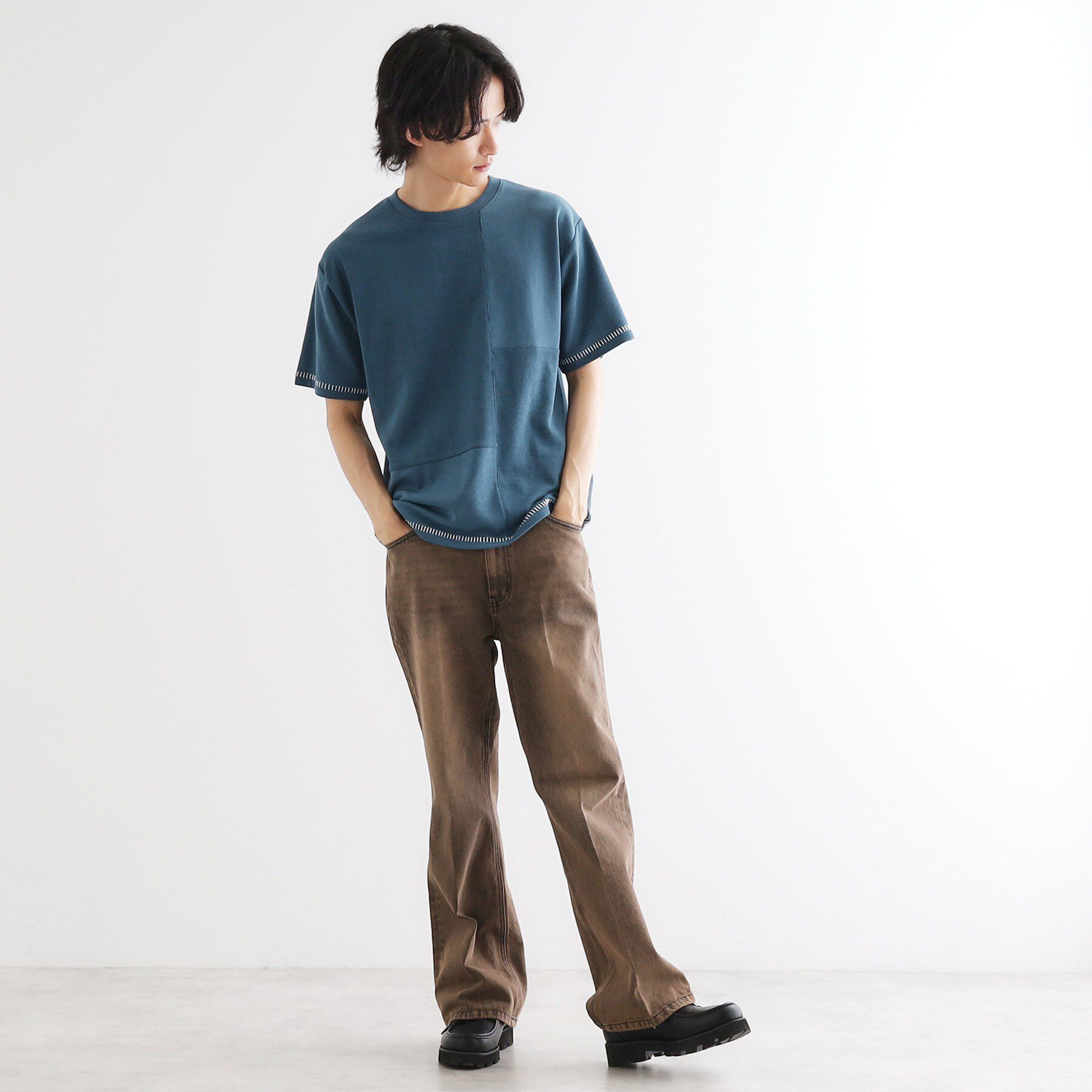 tk.TAKEO KIKUCHI「ブラインドステッチ切替カットソー」|Tシャツ・カットソー|