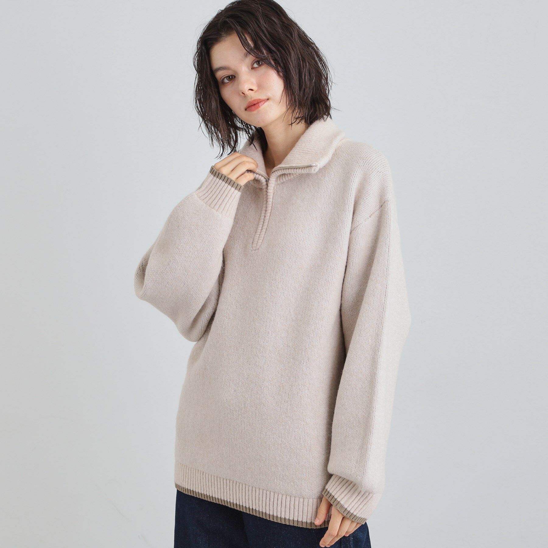 THE SHOP TK「【洗える】ほど良くラフで女性らしい ハーフZIPニット」|ニット・セーター|