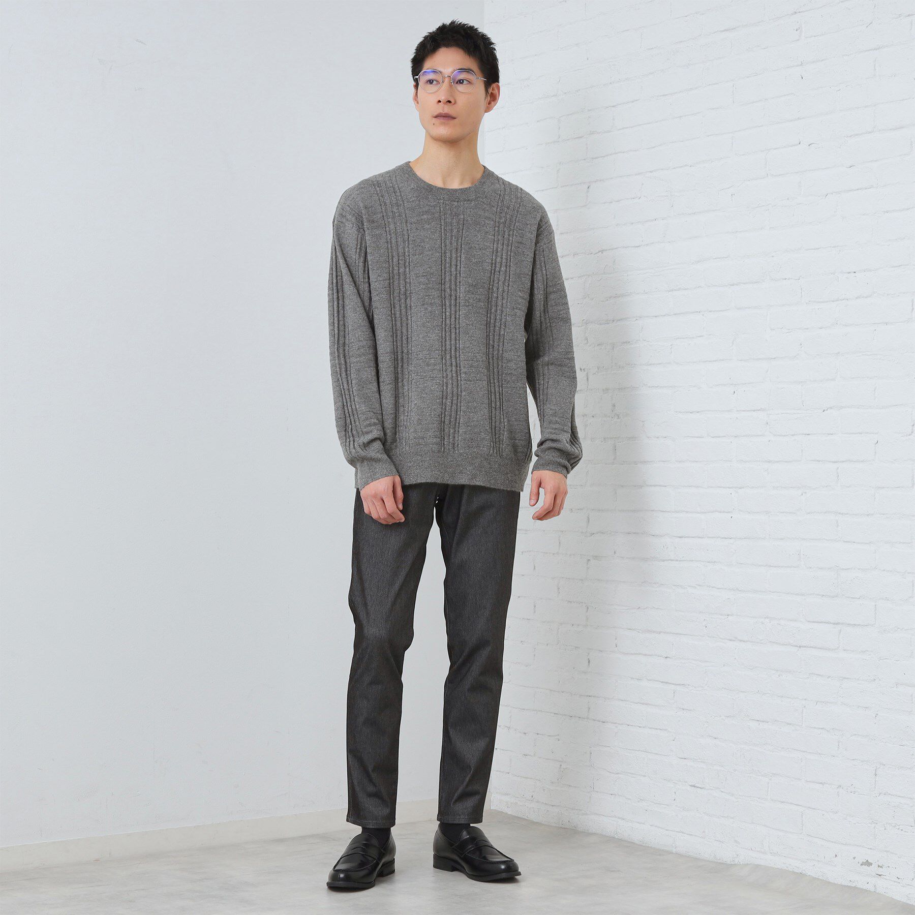 THE SHOP TK「【優しい肌触り】カシミヤタッチ チェックニット　洗濯機OK」|ニット・セーター|