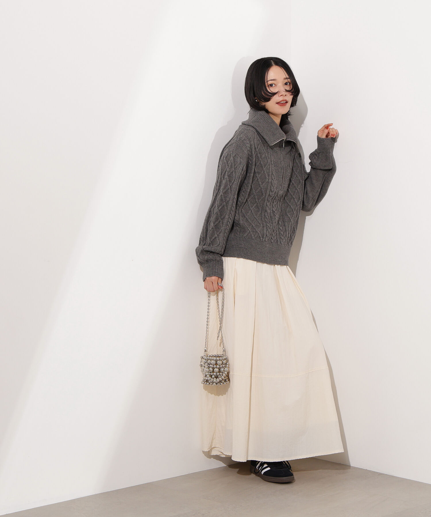  「ハーフジップケーブルニット」|ニット・セーター|