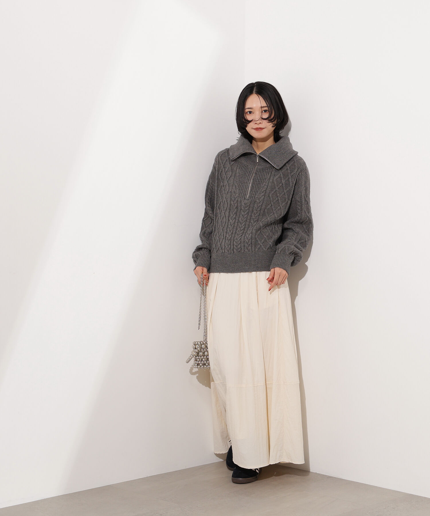  「ハーフジップケーブルニット」|ニット・セーター|