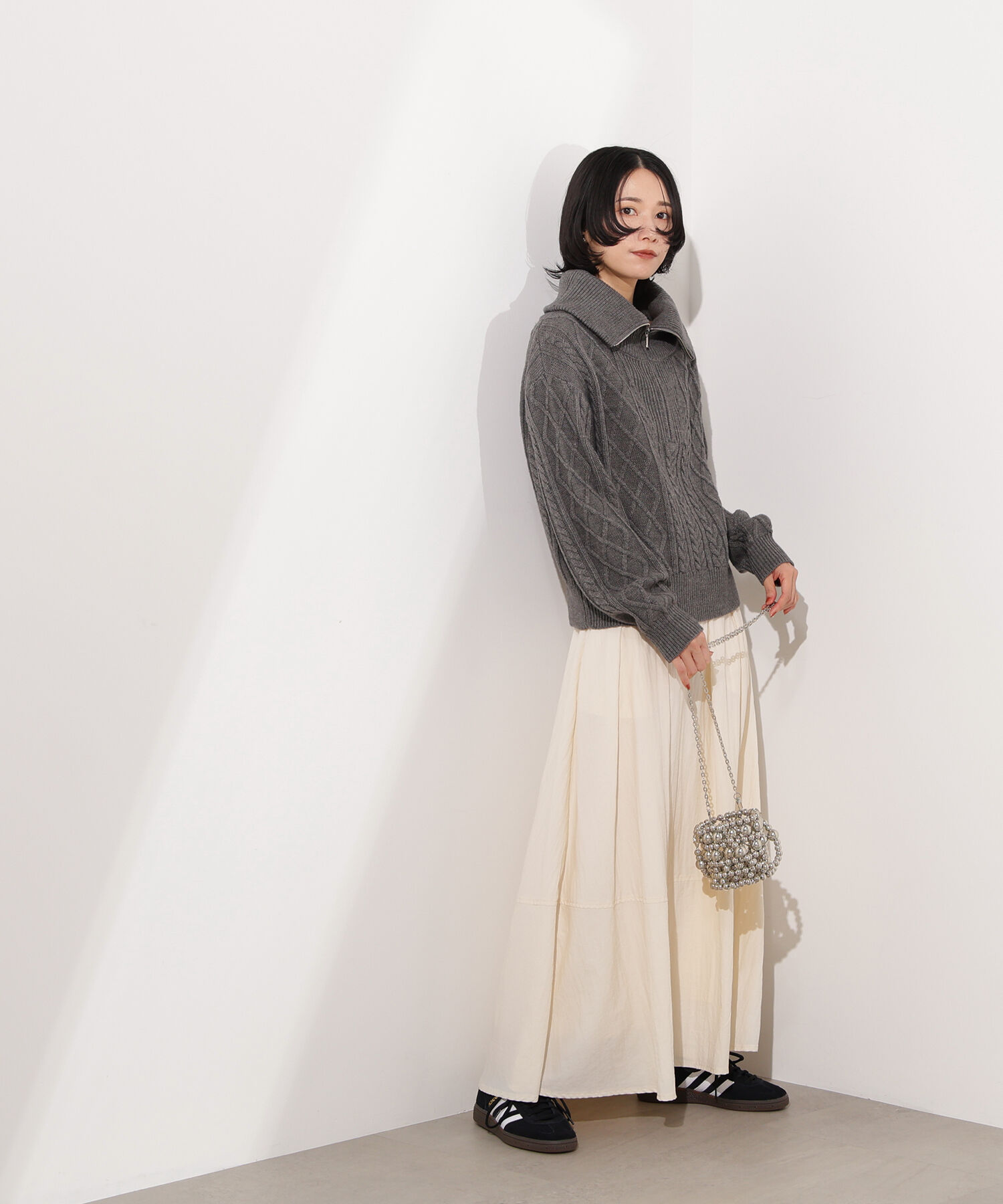  「ハーフジップケーブルニット」|ニット・セーター|