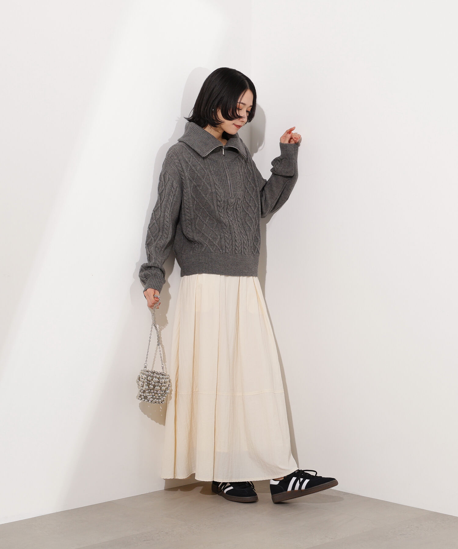  「ハーフジップケーブルニット」|ニット・セーター|