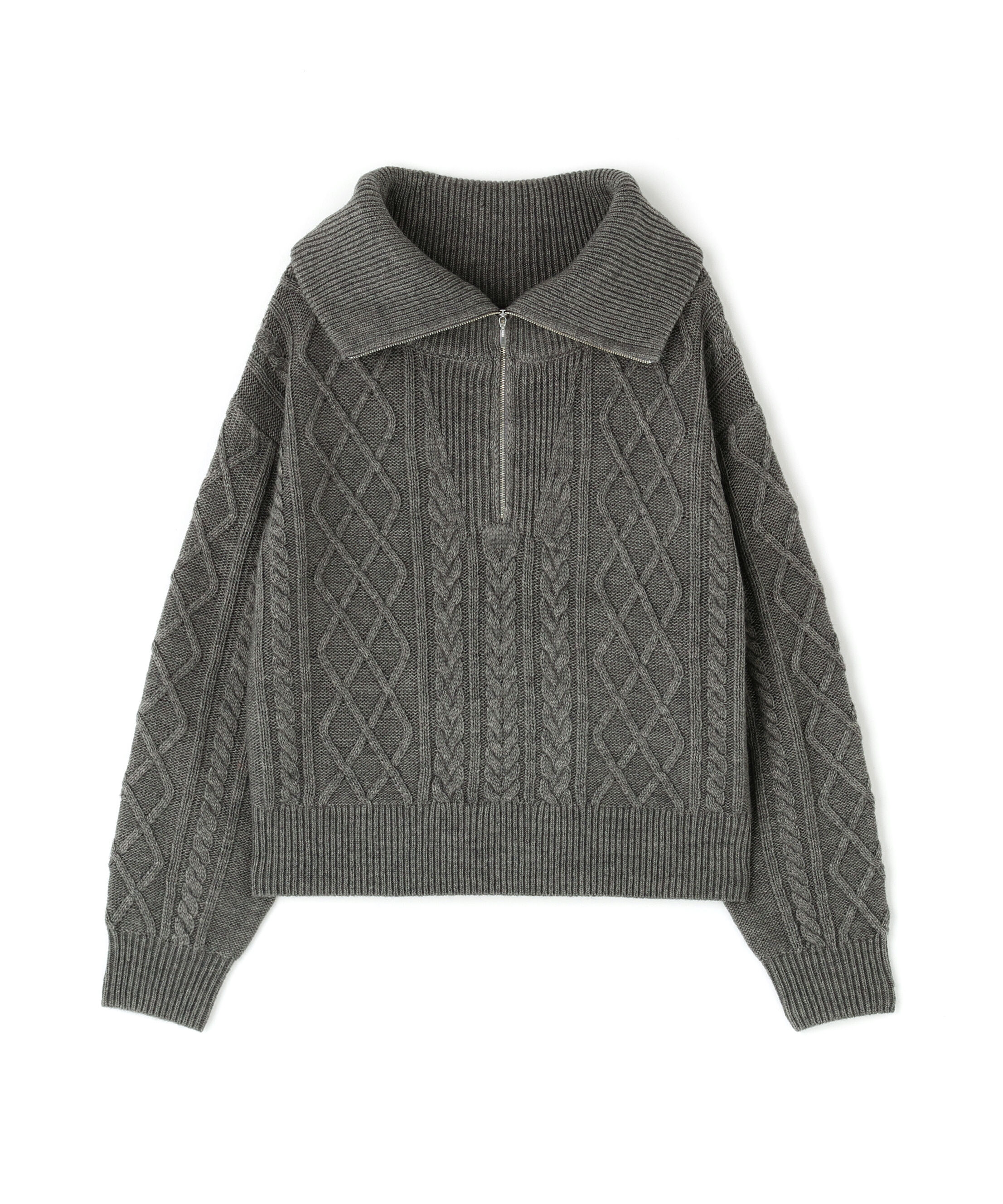 「ハーフジップケーブルニット」|ニット・セーター|