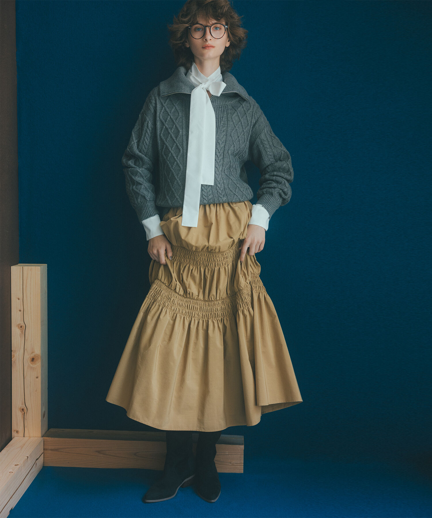  「ハーフジップケーブルニット」|ニット・セーター|