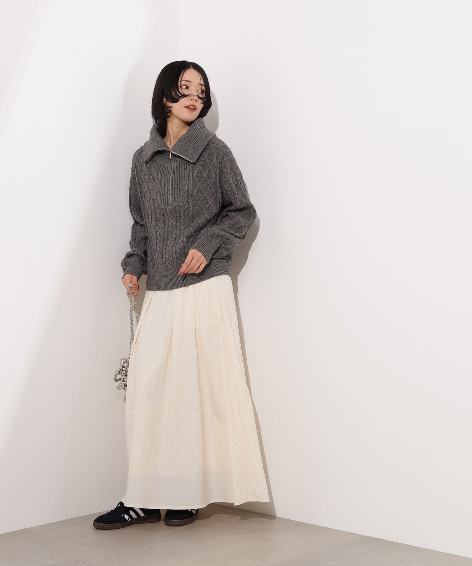  「ハーフジップケーブルニット」|ニット・セーター|