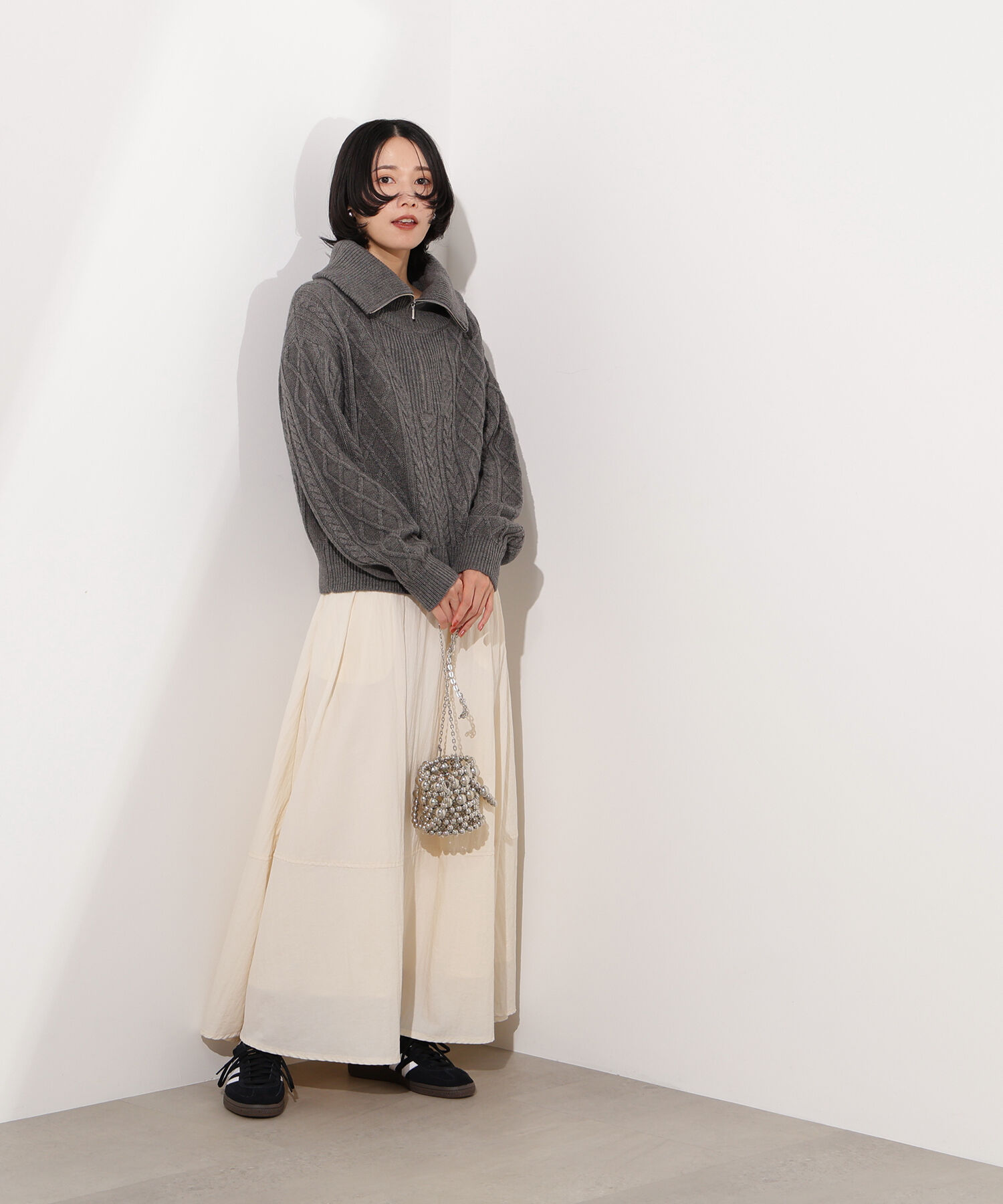  「ハーフジップケーブルニット」|ニット・セーター|