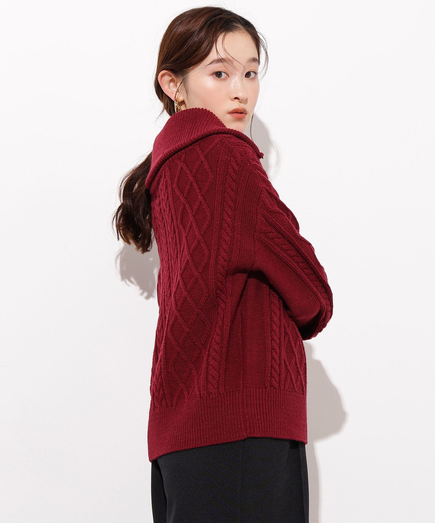  「ハーフジップケーブルニット」|ニット・セーター|