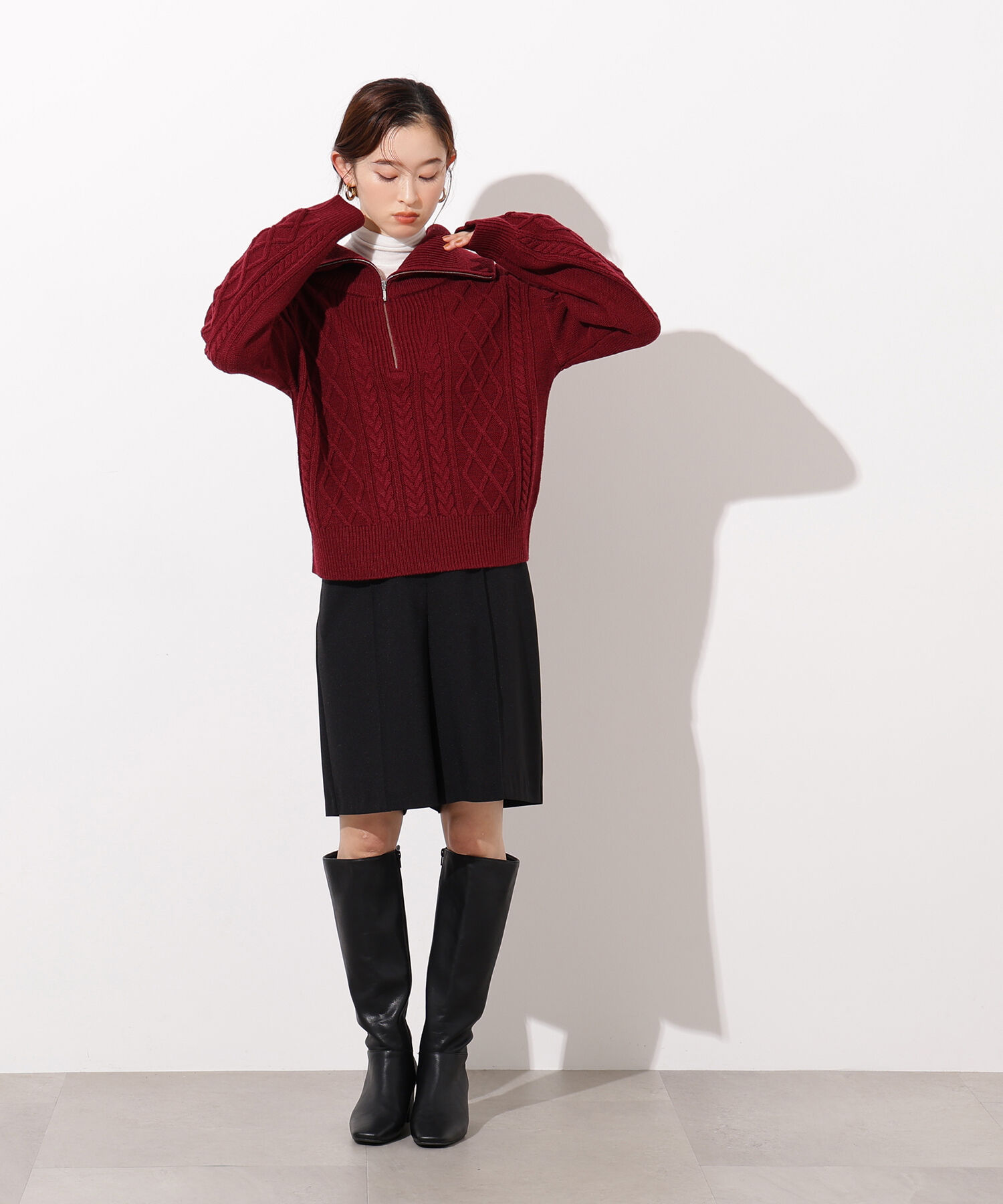  「ハーフジップケーブルニット」|ニット・セーター|