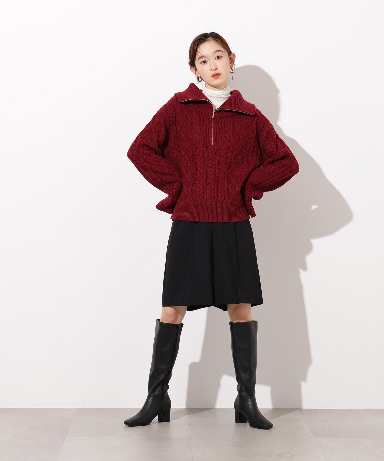  「ハーフジップケーブルニット」|ニット・セーター|