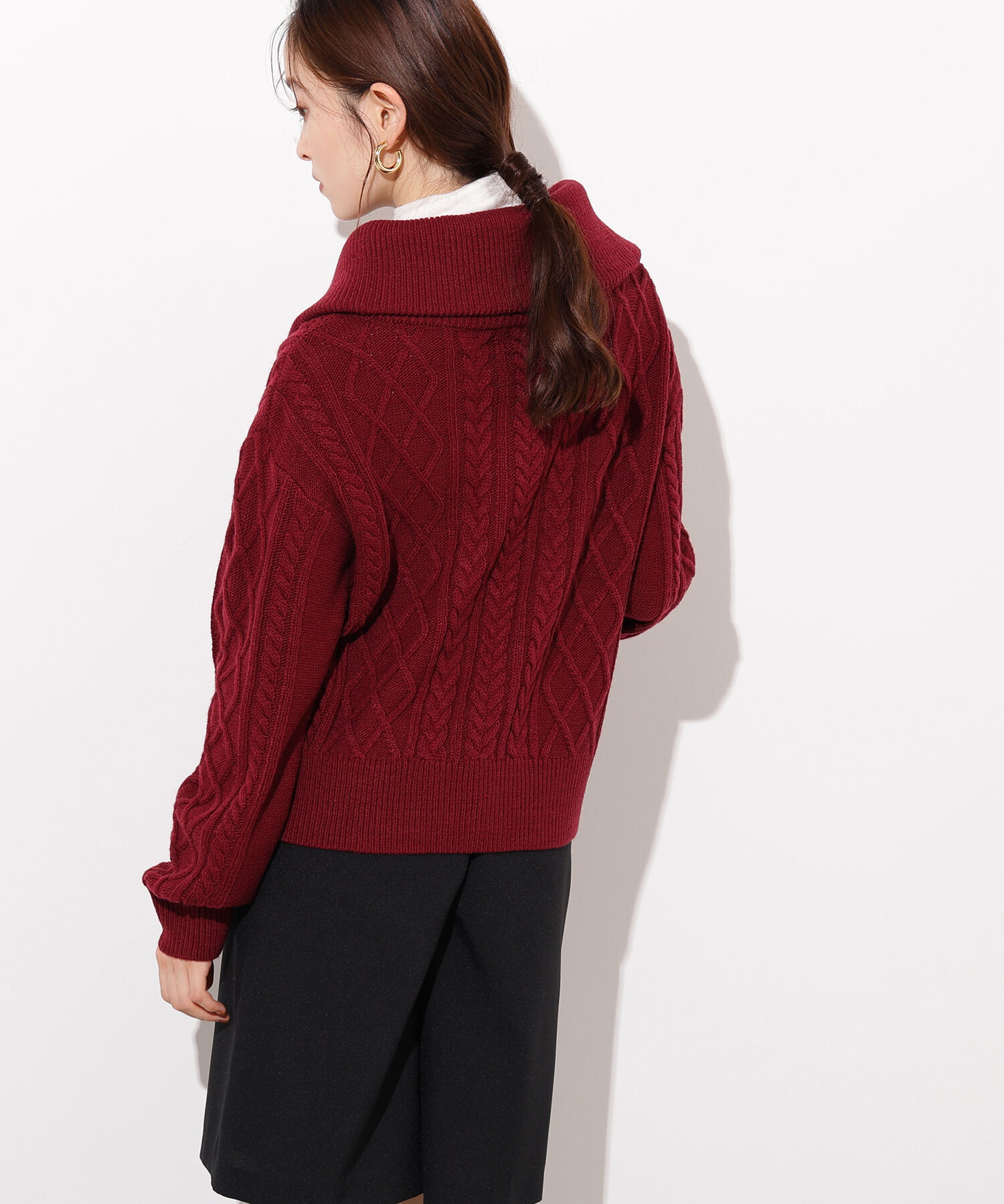  「ハーフジップケーブルニット」|ニット・セーター|