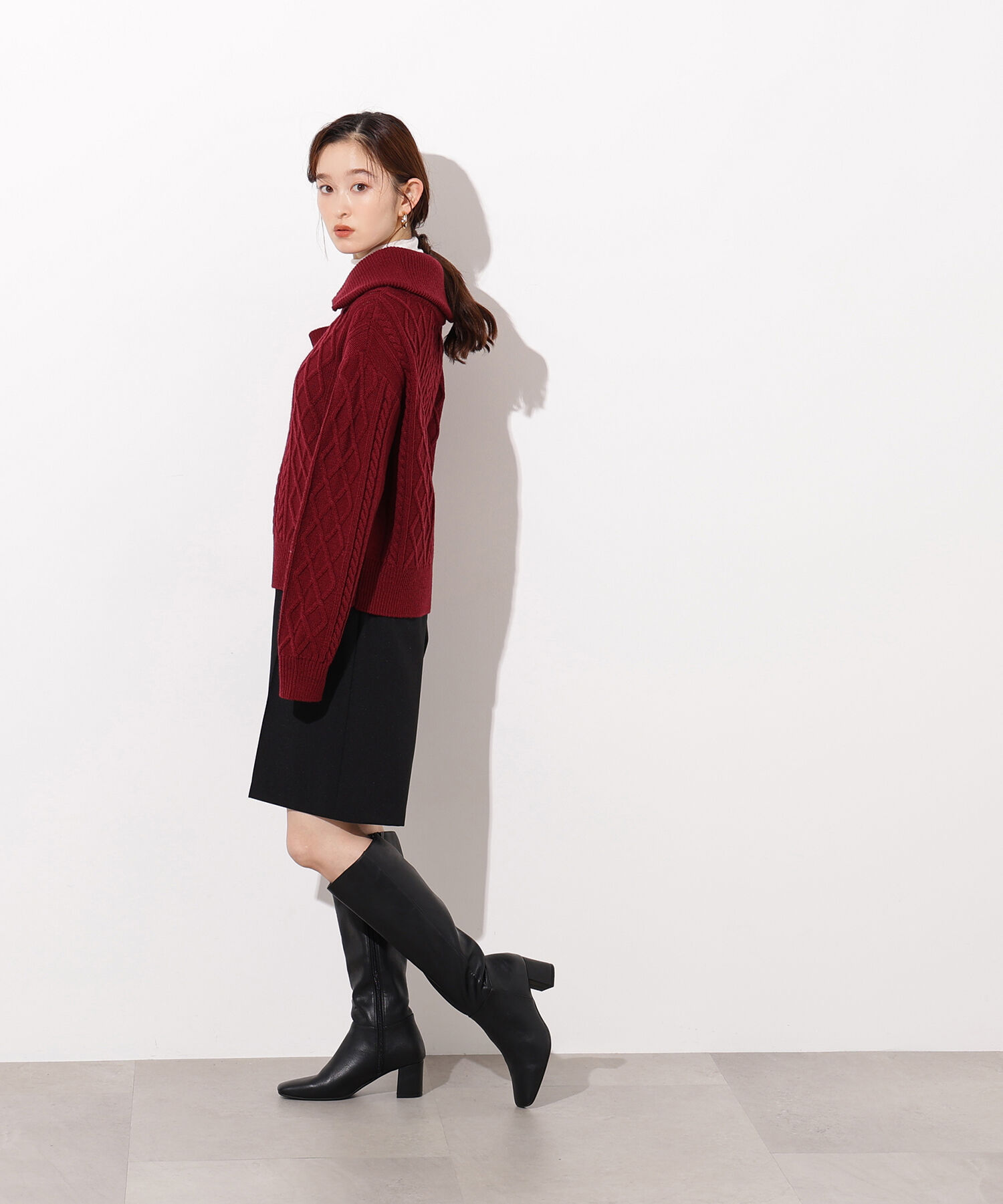  「ハーフジップケーブルニット」|ニット・セーター|