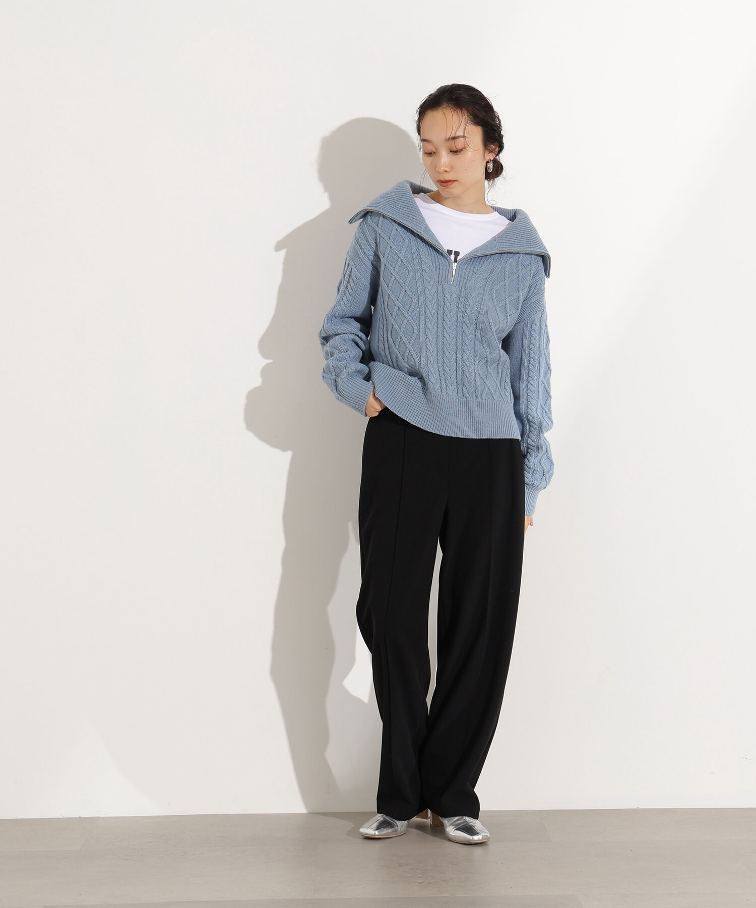  「ハーフジップケーブルニット」|ニット・セーター|
