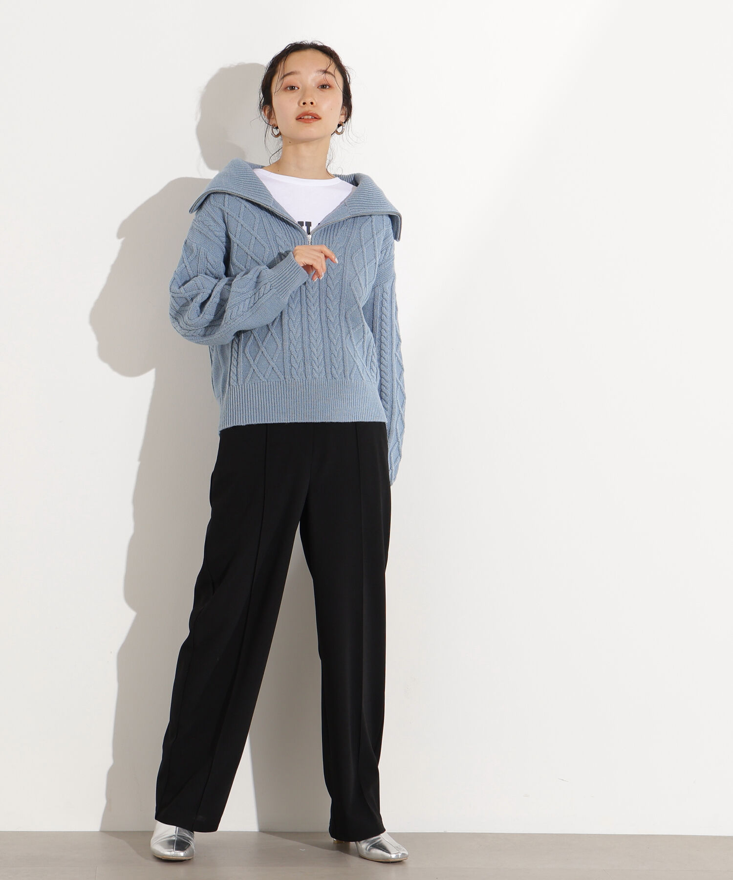  「ハーフジップケーブルニット」|ニット・セーター|