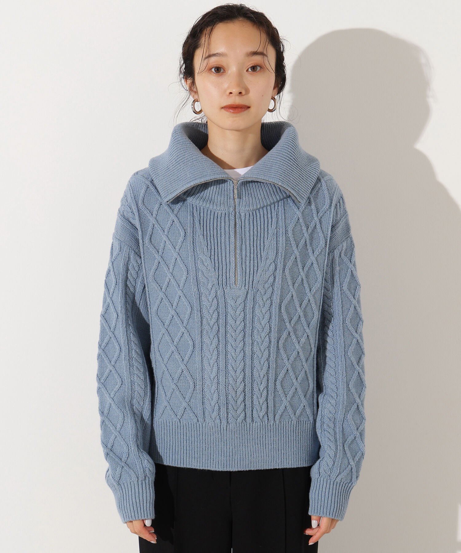  「ハーフジップケーブルニット」|ニット・セーター|