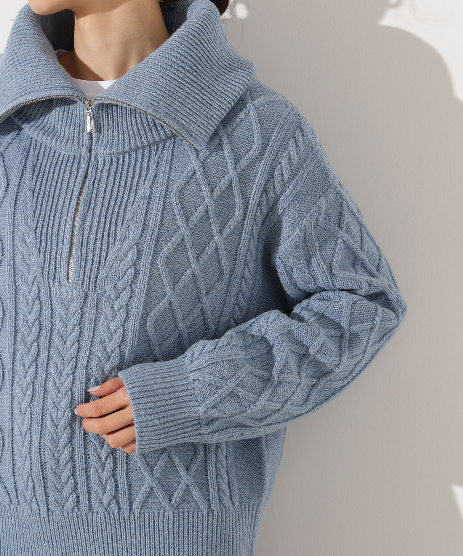  「ハーフジップケーブルニット」|ニット・セーター|