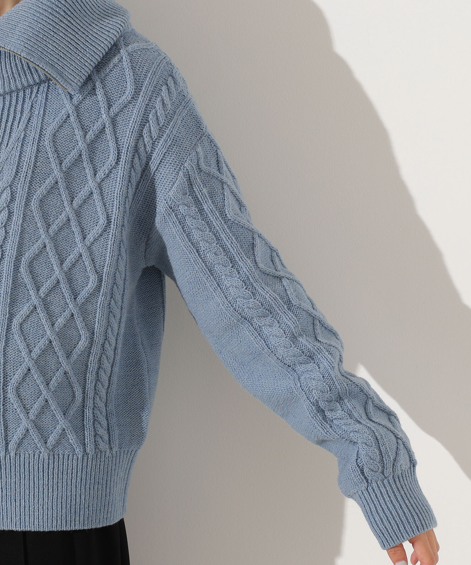  「ハーフジップケーブルニット」|ニット・セーター|