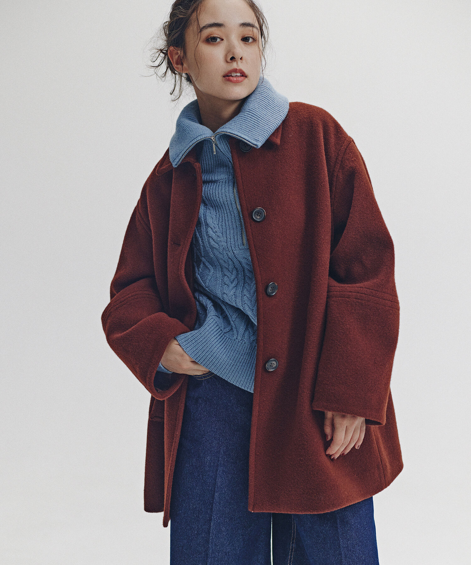  「ハーフジップケーブルニット」|ニット・セーター|