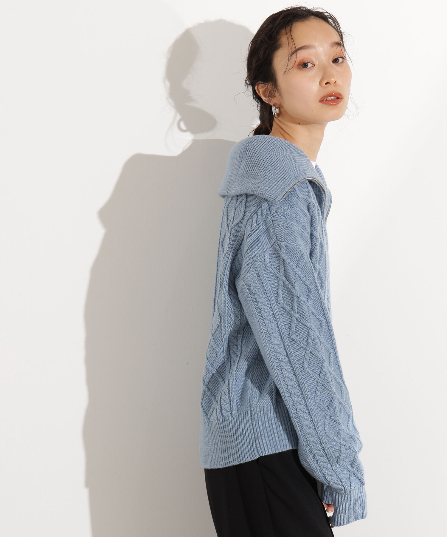  「ハーフジップケーブルニット」|ニット・セーター|