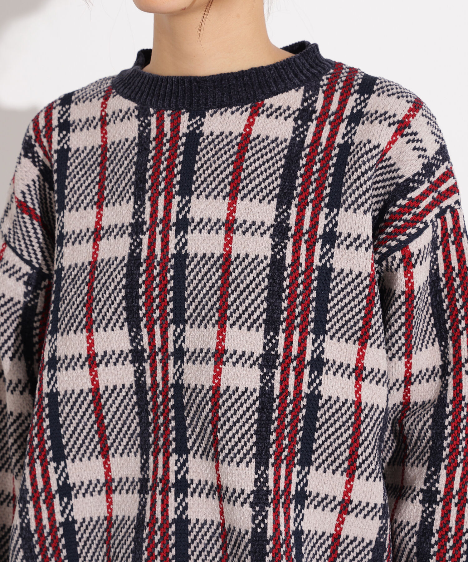  「モールチェックニット」|ニット・セーター|