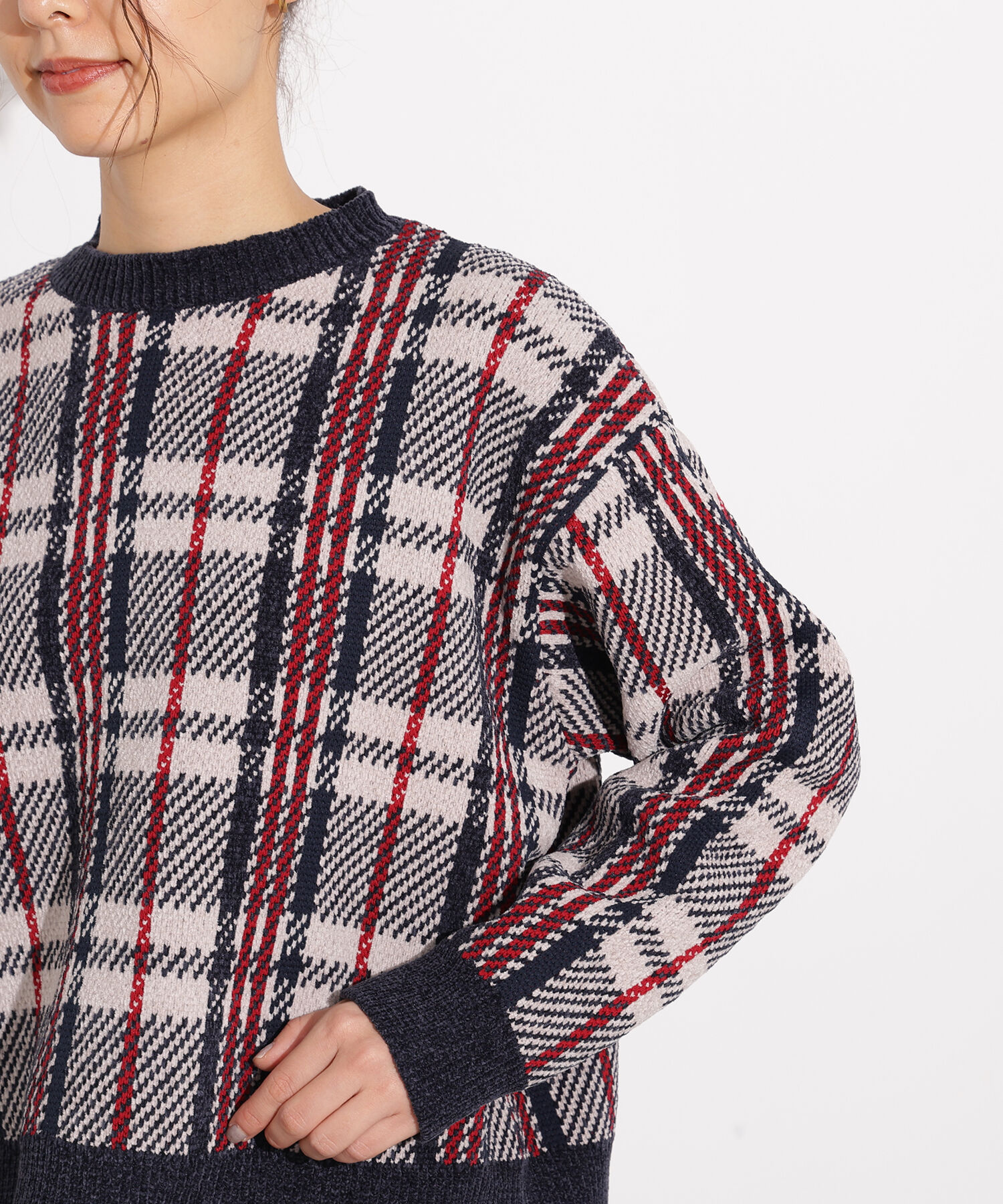  「モールチェックニット」|ニット・セーター|