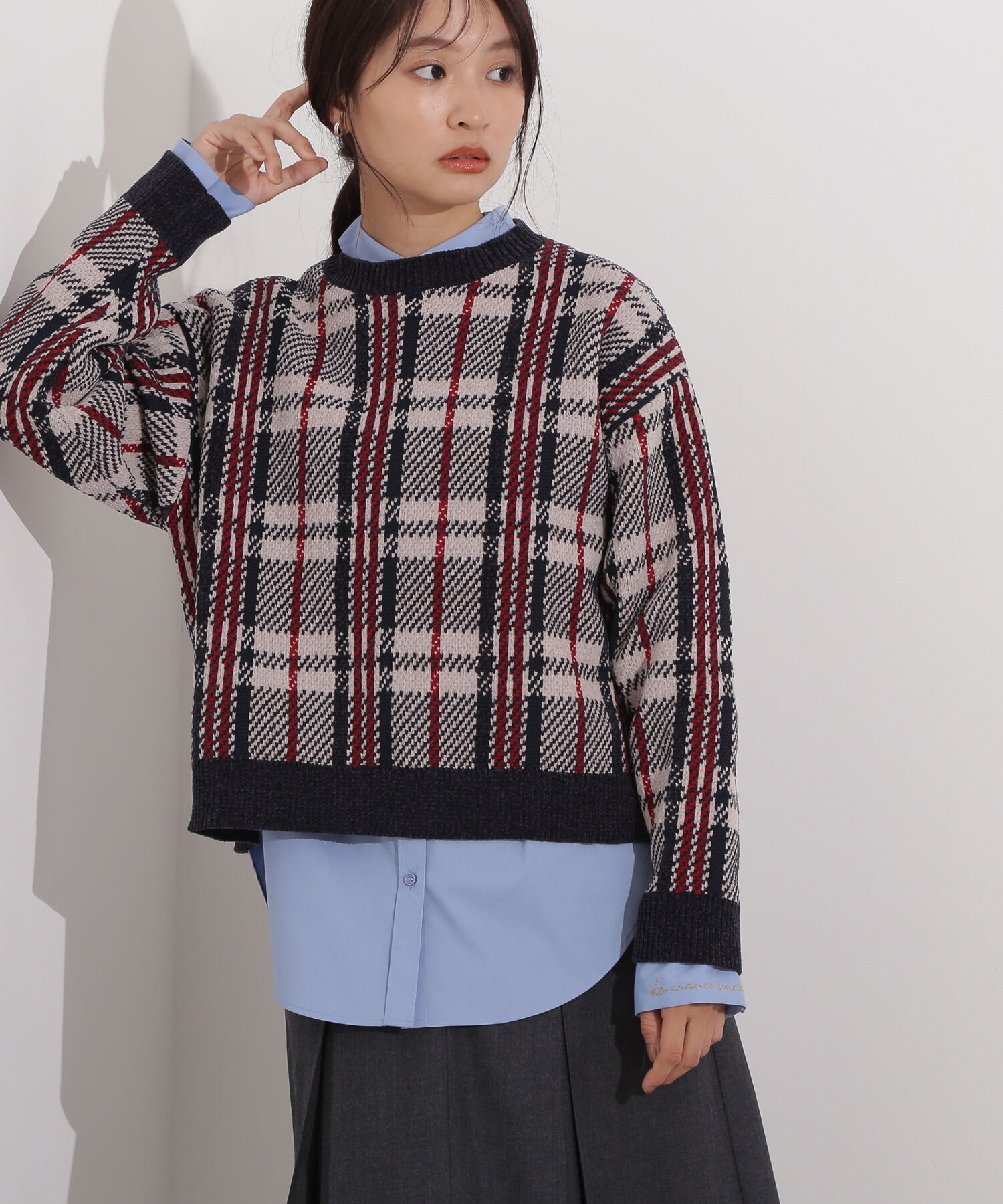  「モールチェックニット」|ニット・セーター|
