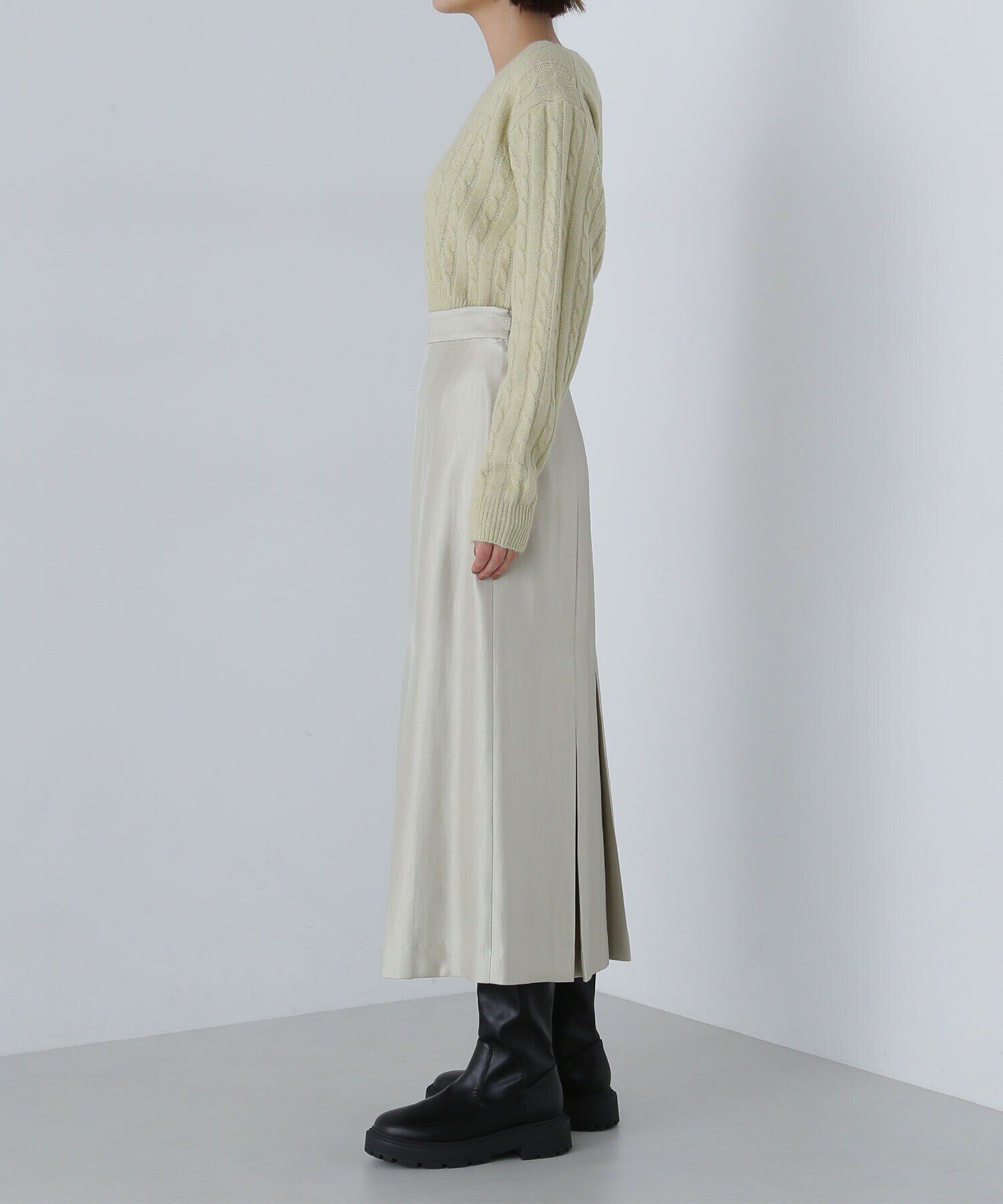  「＜グロッシーツイルシリーズ＞ボックスタックフレアスカート」|スカート|