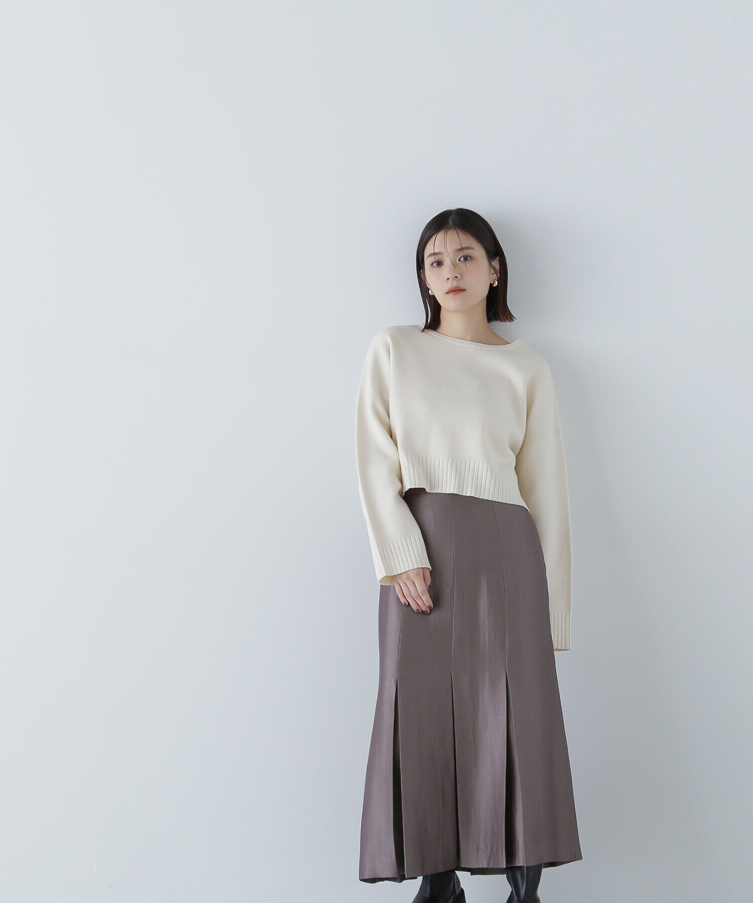  「＜グロッシーツイルシリーズ＞ボックスタックフレアスカート」|スカート|