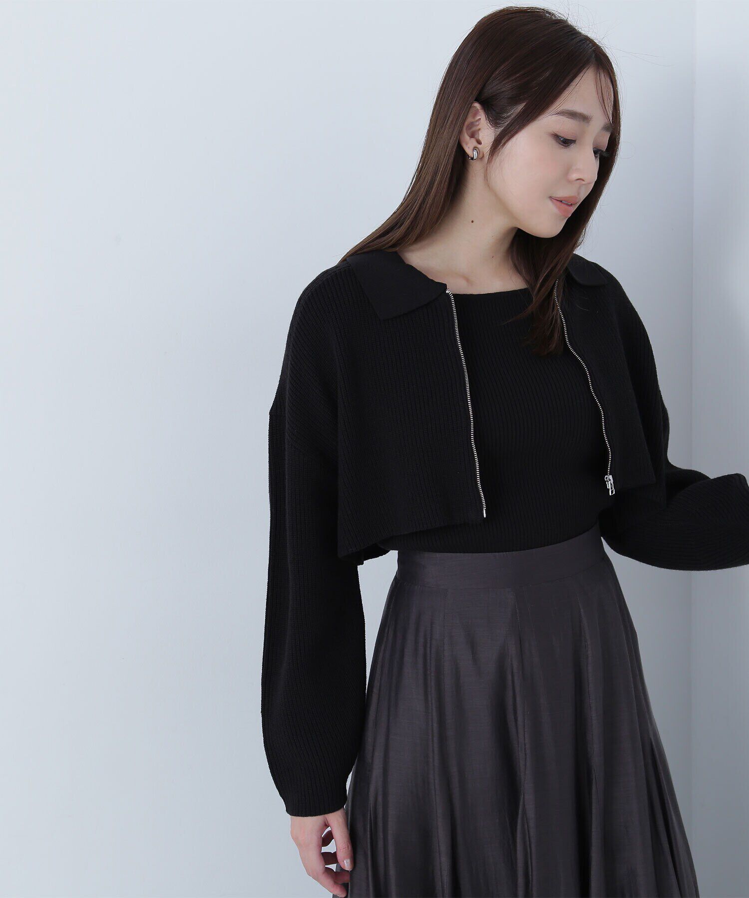  「ポロジップカーデセット」|ニット・セーター|