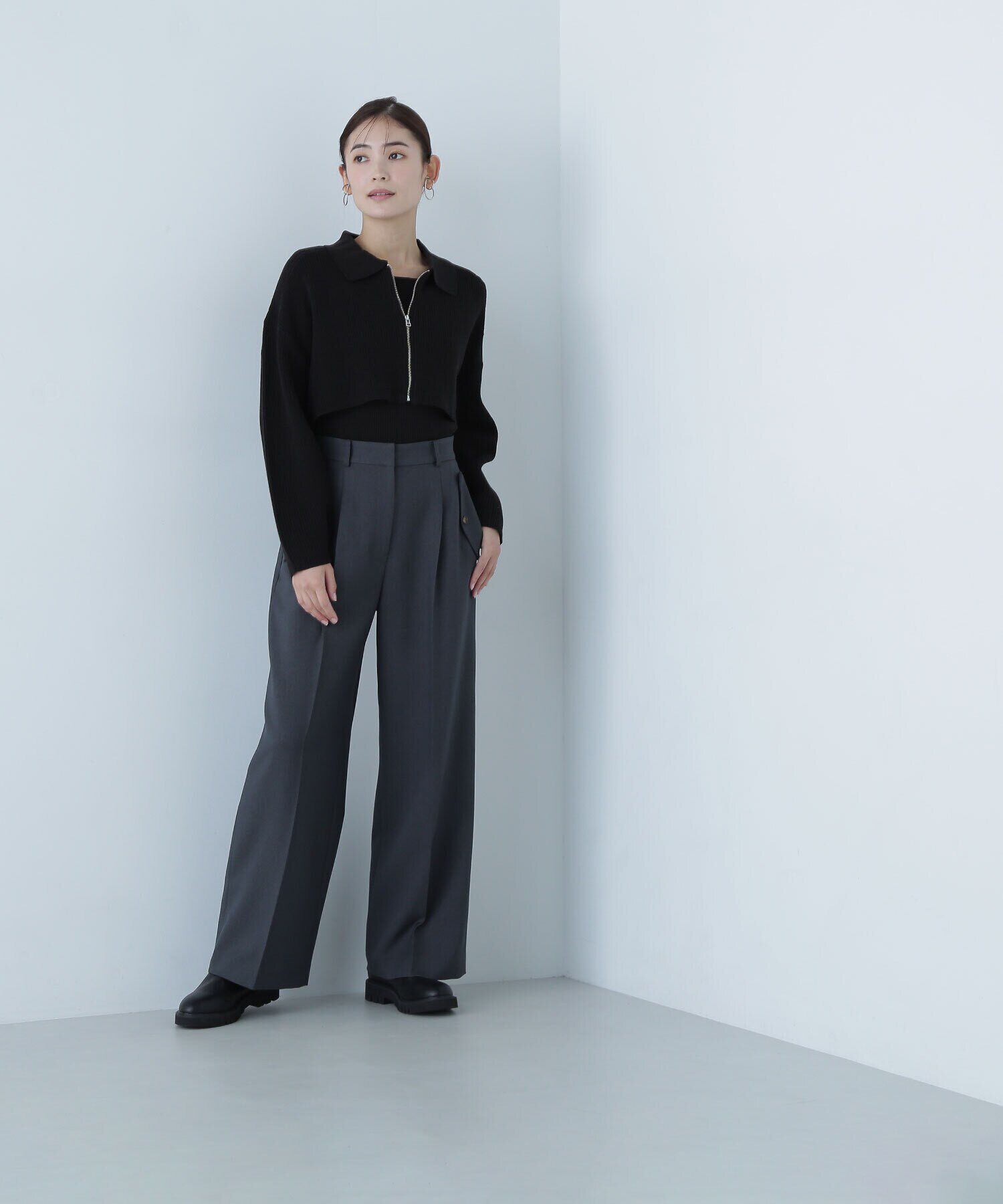  「ポロジップカーデセット」|ニット・セーター|