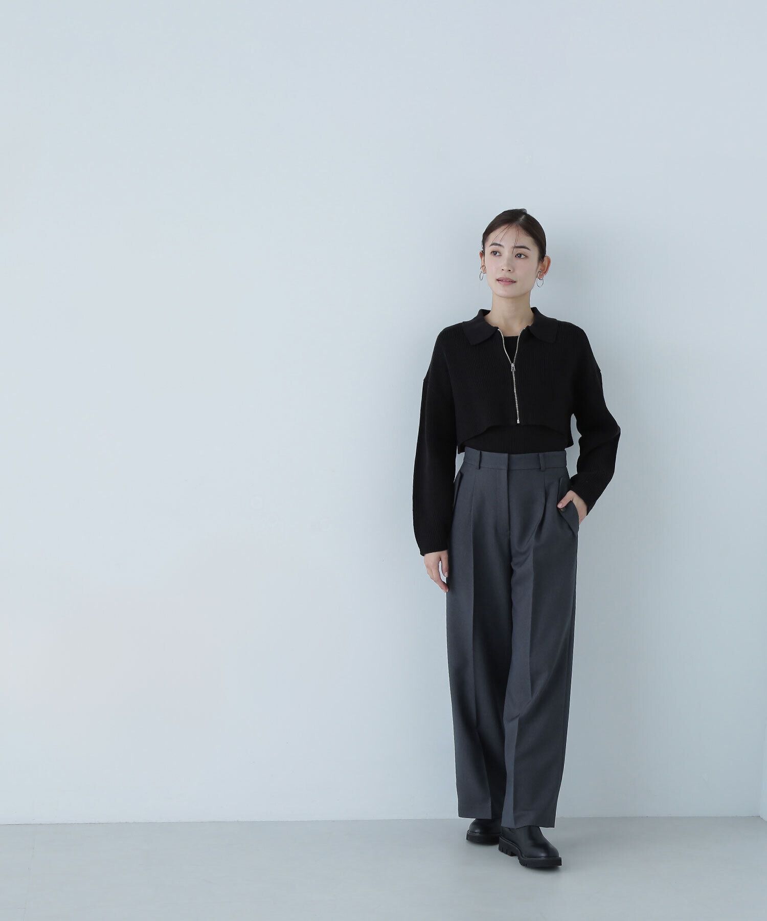  「ポロジップカーデセット」|ニット・セーター|