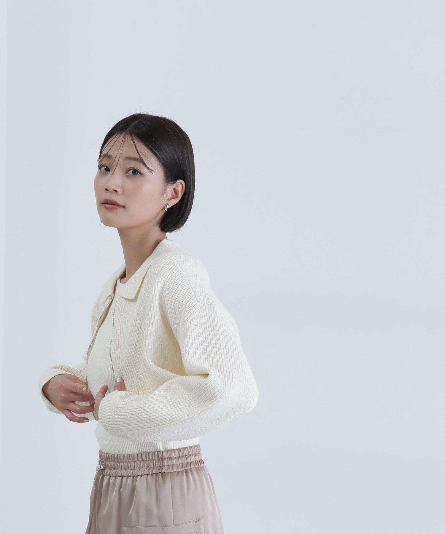  「ポロジップカーデセット」|ニット・セーター|オフ1