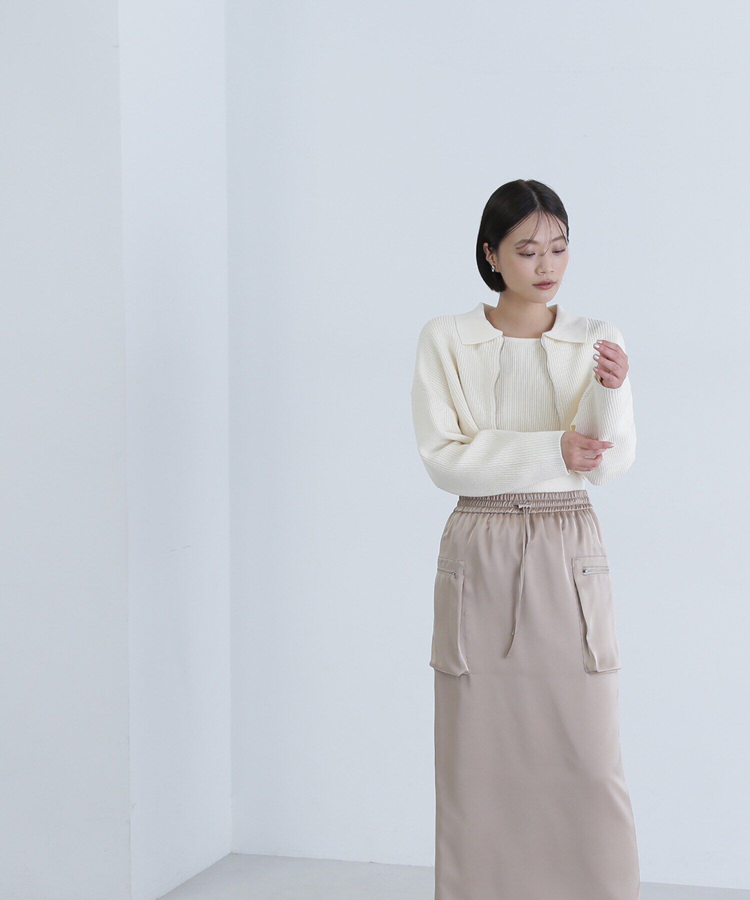  「ポロジップカーデセット」|ニット・セーター|