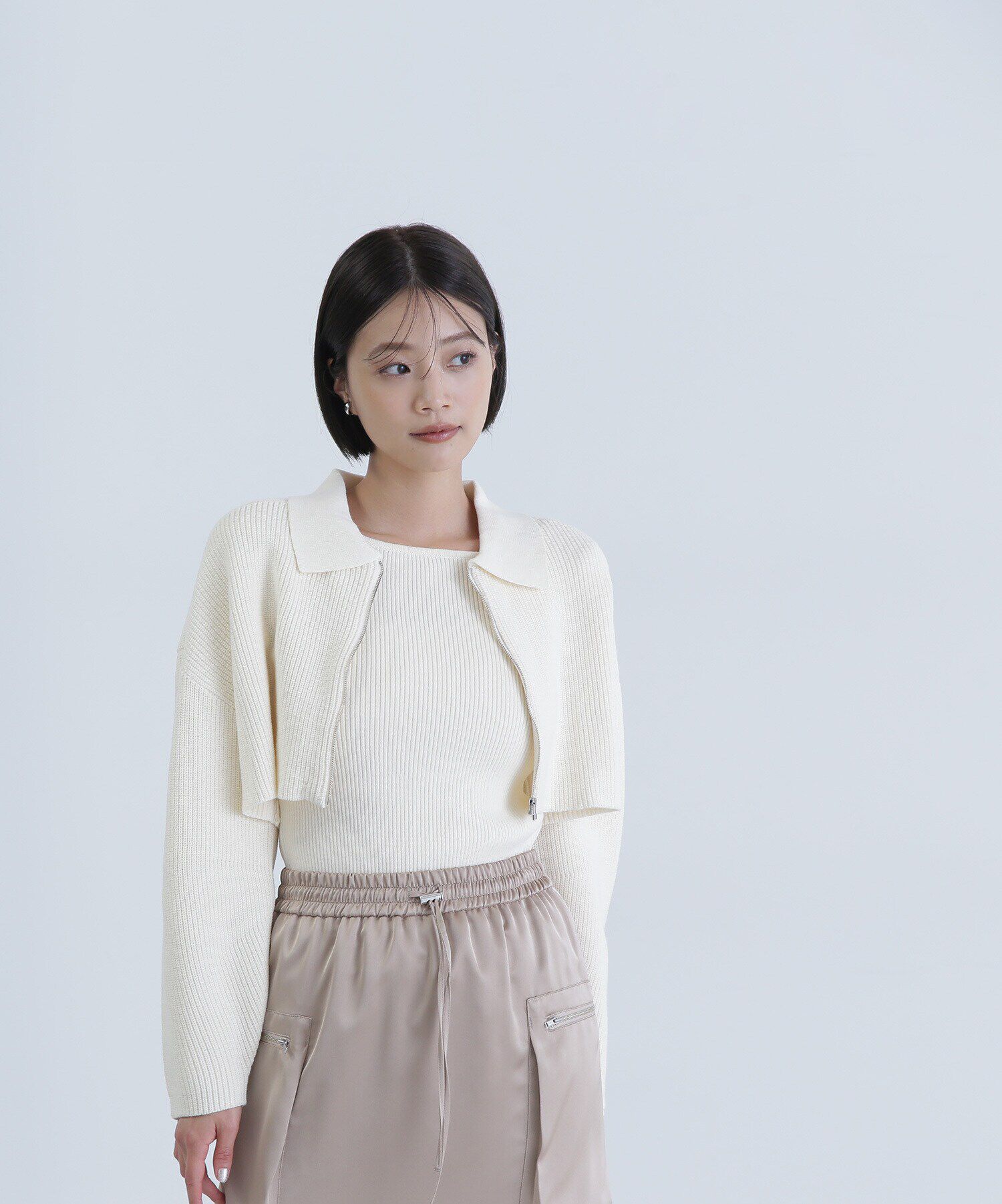  「ポロジップカーデセット」|ニット・セーター|