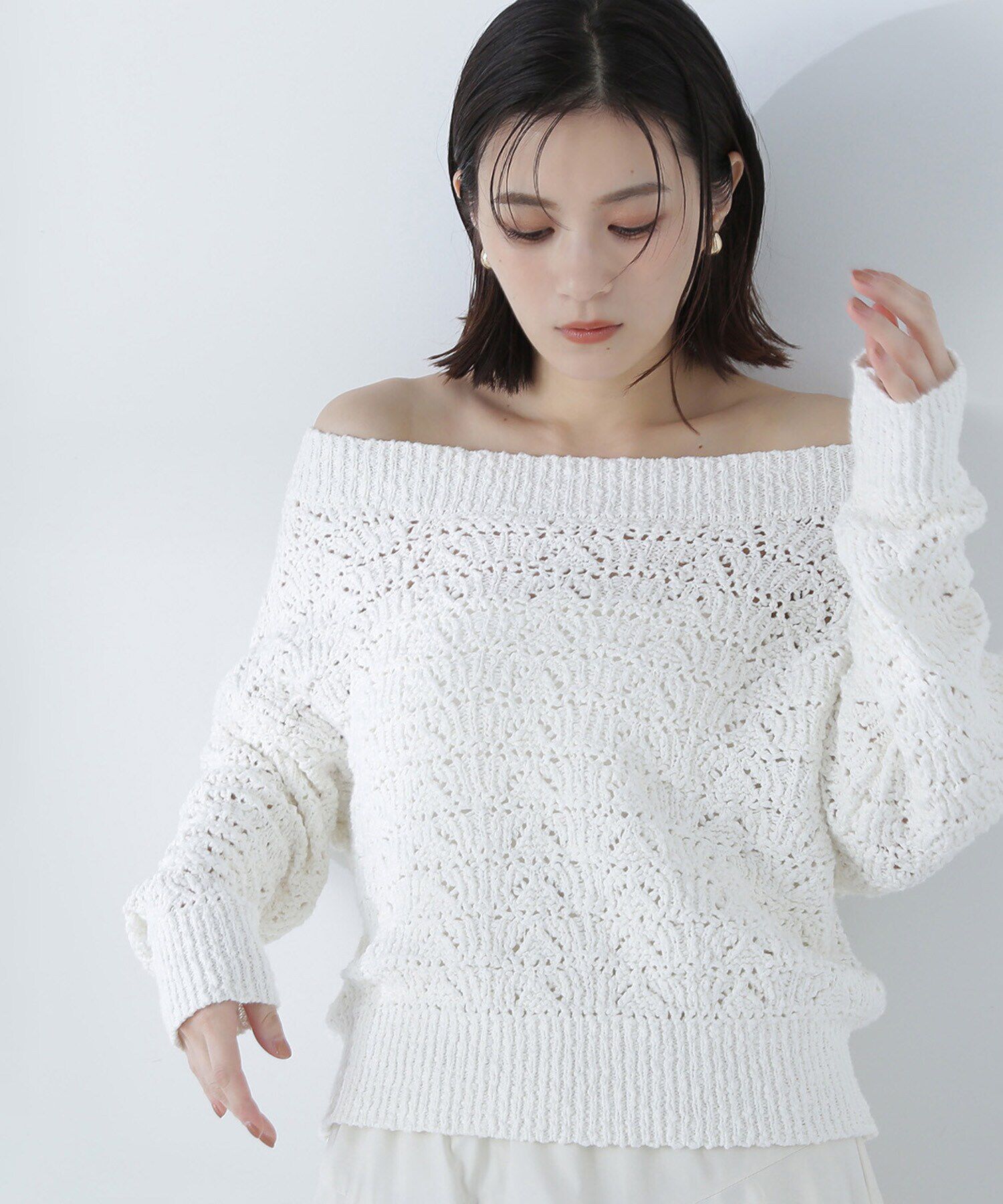  「ボートネッククロシェニット」|ニット・セーター|