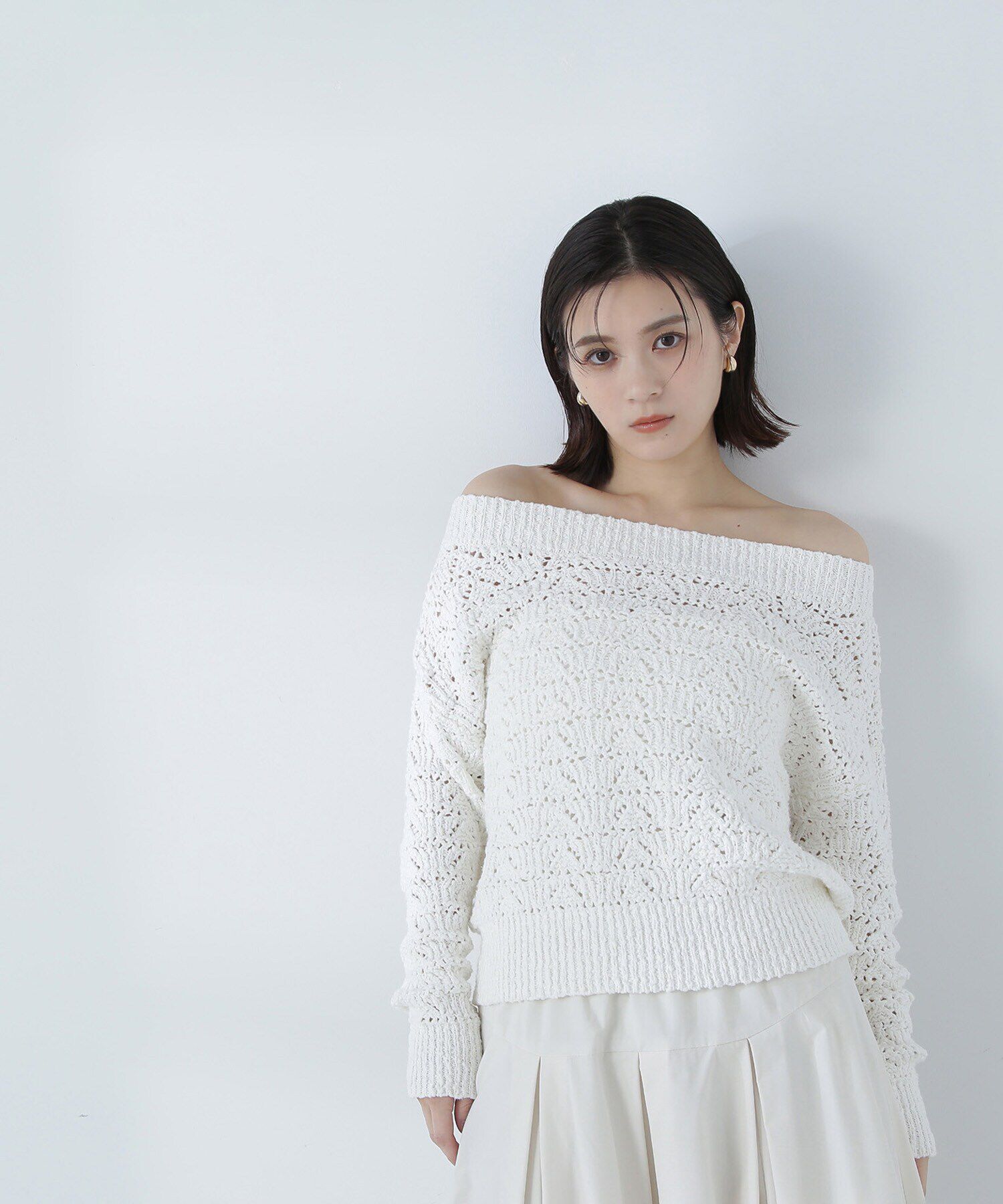  「ボートネッククロシェニット」|ニット・セーター|