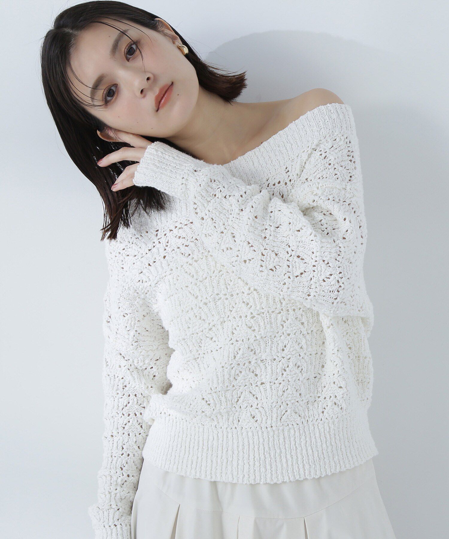  「ボートネッククロシェニット」|ニット・セーター|