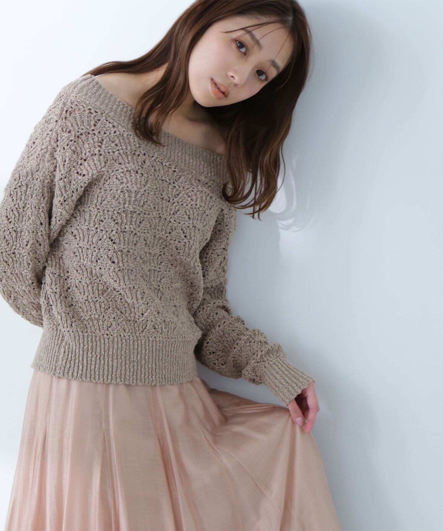  「ボートネッククロシェニット」|ニット・セーター|