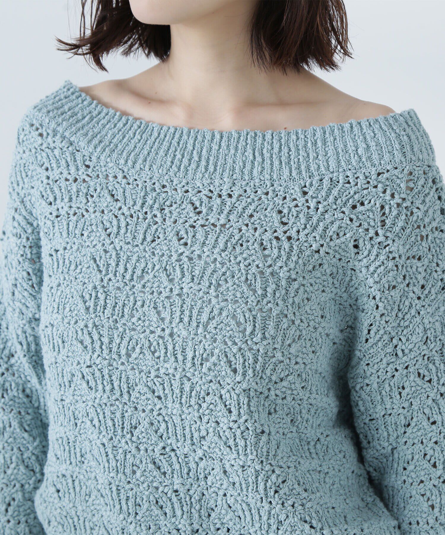  「ボートネッククロシェニット」|ニット・セーター|