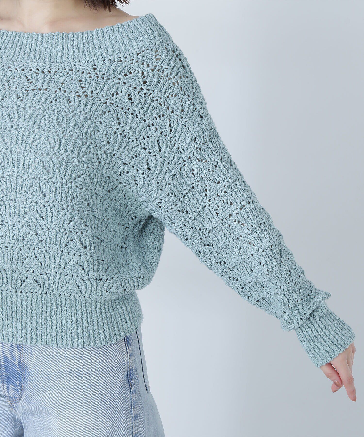  「ボートネッククロシェニット」|ニット・セーター|