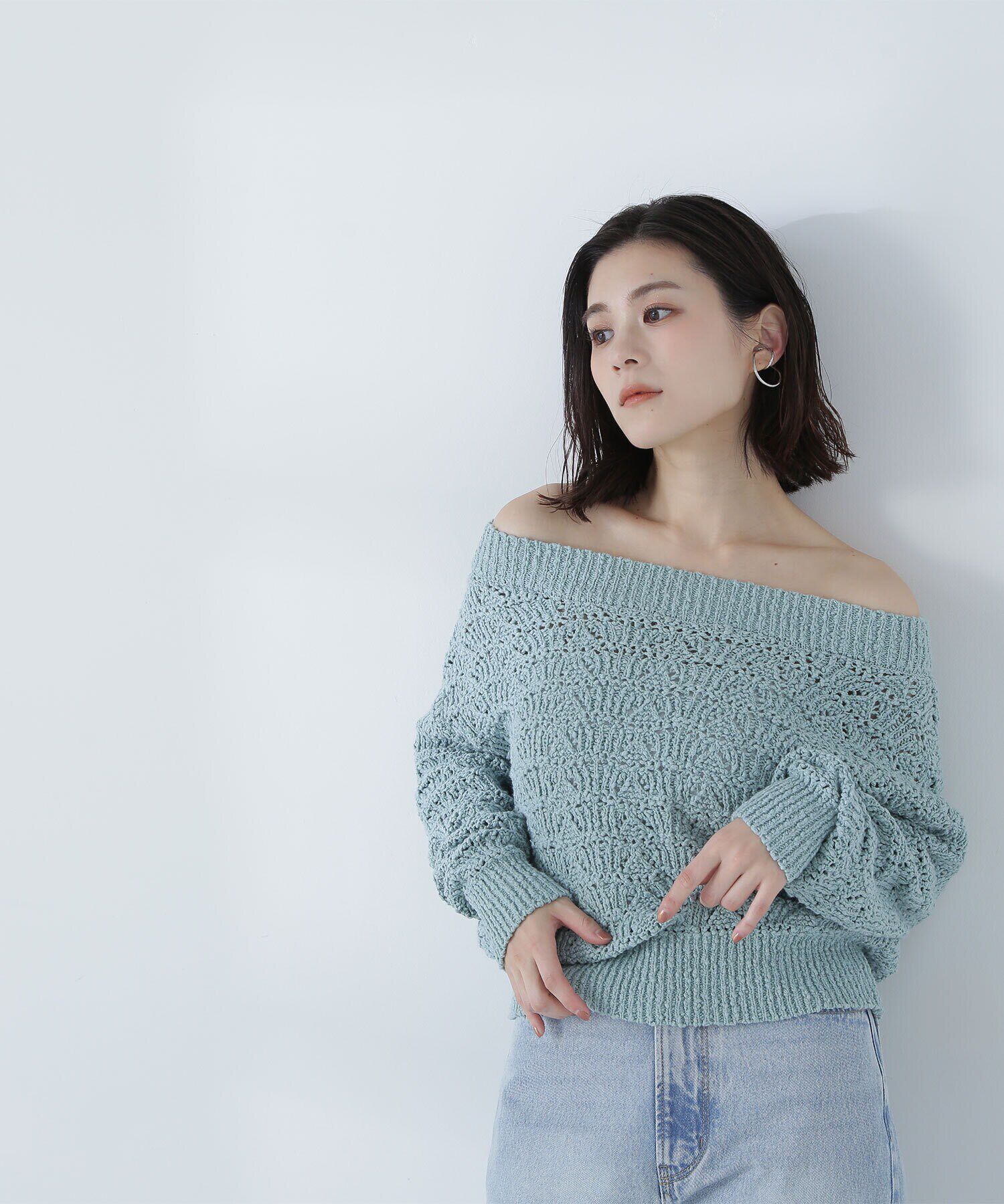  「ボートネッククロシェニット」|ニット・セーター|