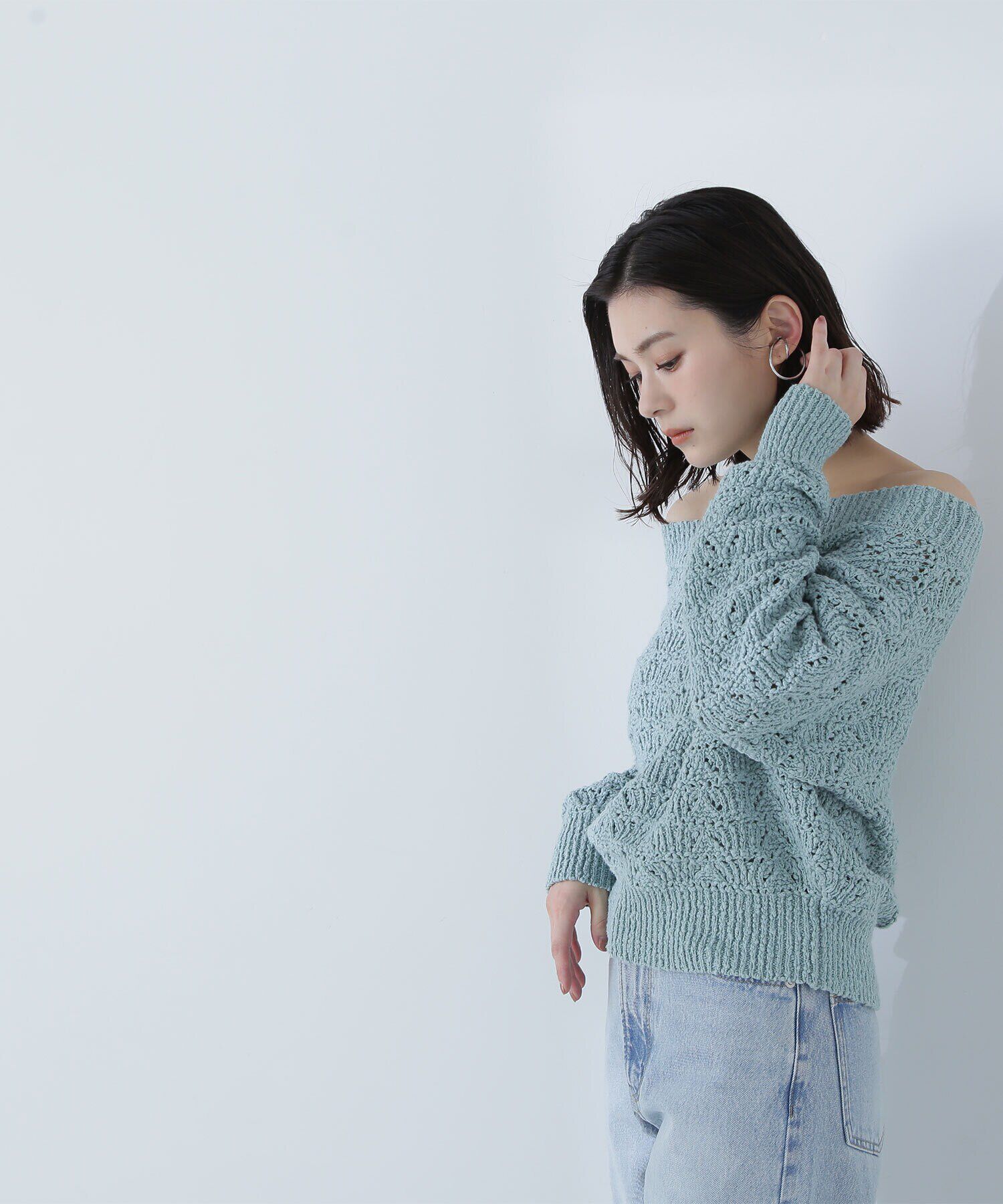  「ボートネッククロシェニット」|ニット・セーター|