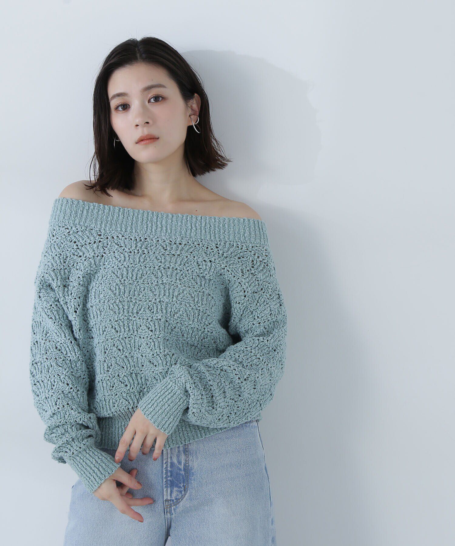  「ボートネッククロシェニット」|ニット・セーター|