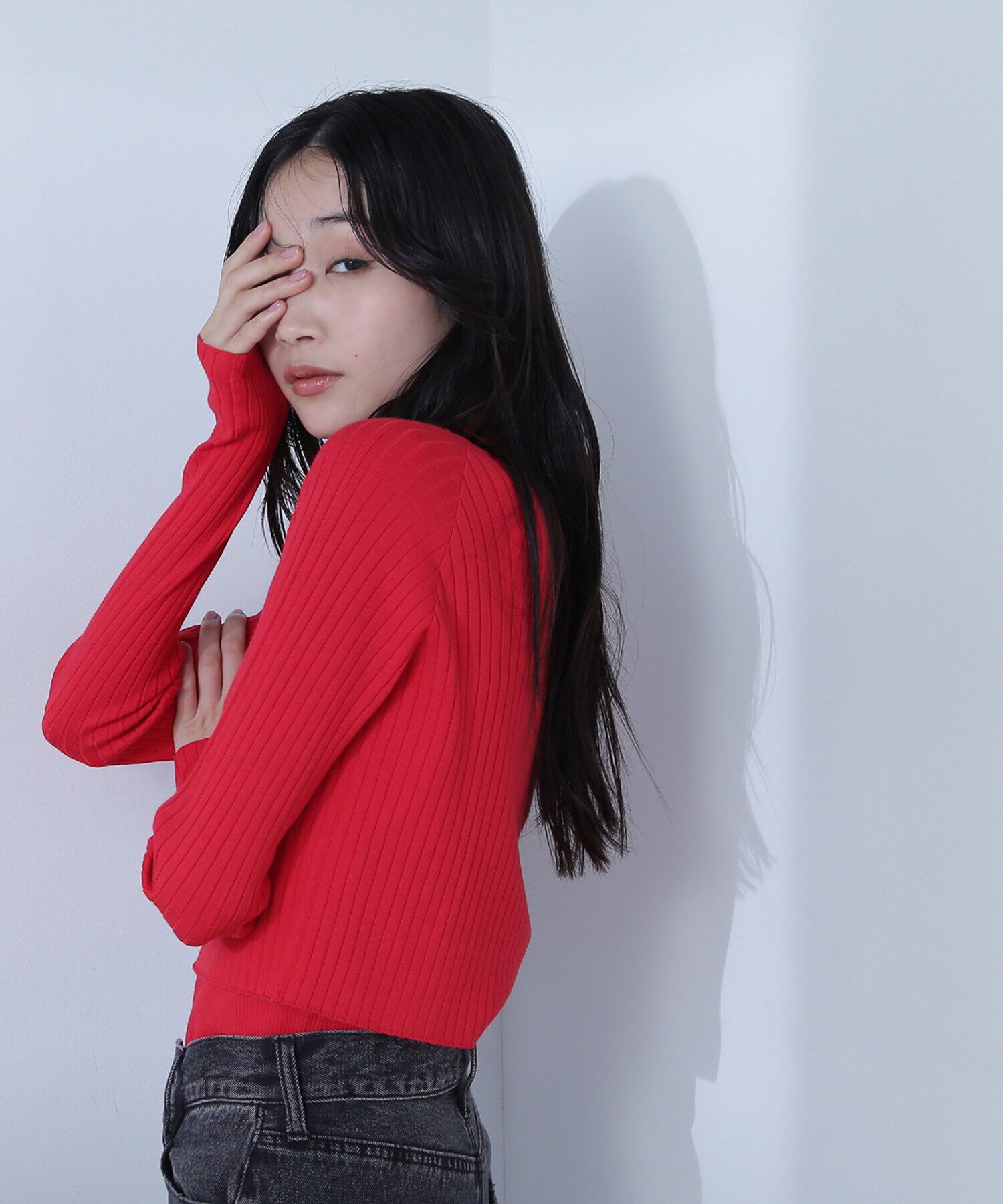  「コンパクトリブアンサンブル」|ニット・セーター|ビタミンレッ