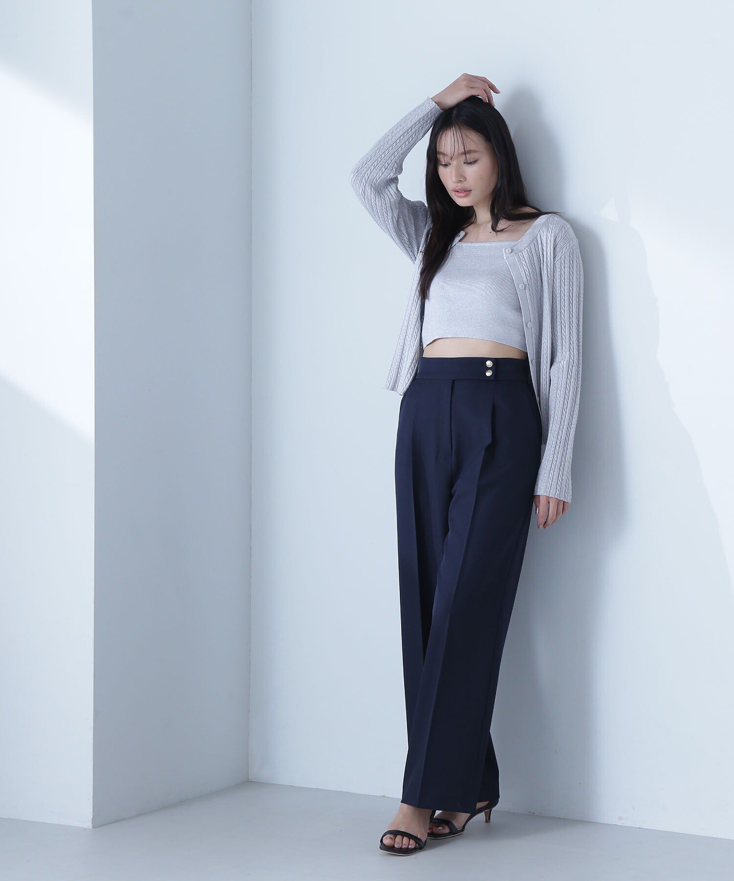  「ラメケーブルカーデ＆ビスチェ」|ニット・セーター|