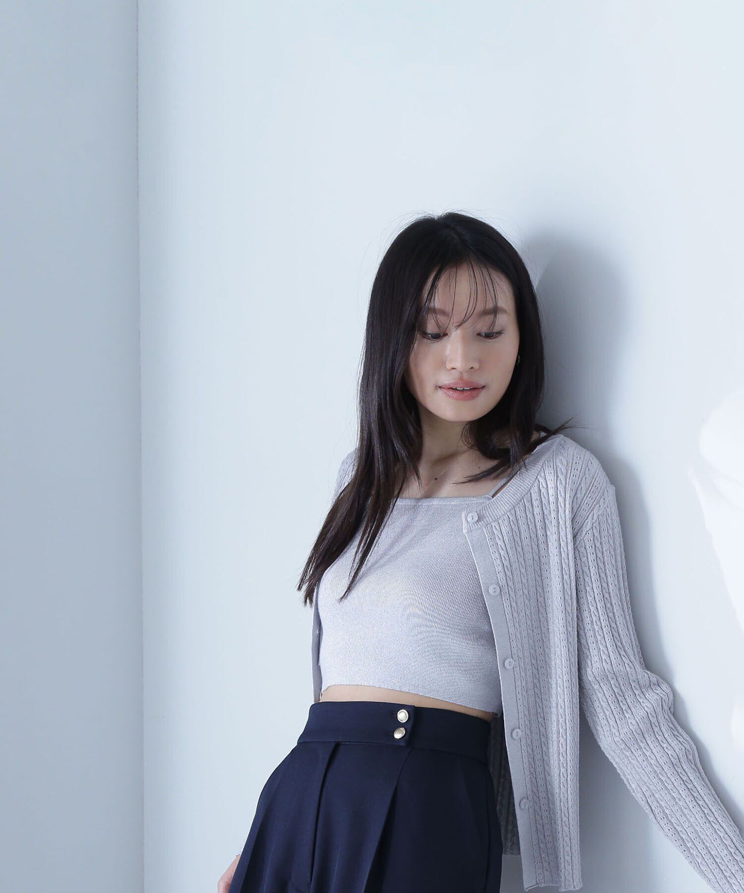  「ラメケーブルカーデ＆ビスチェ」|ニット・セーター|