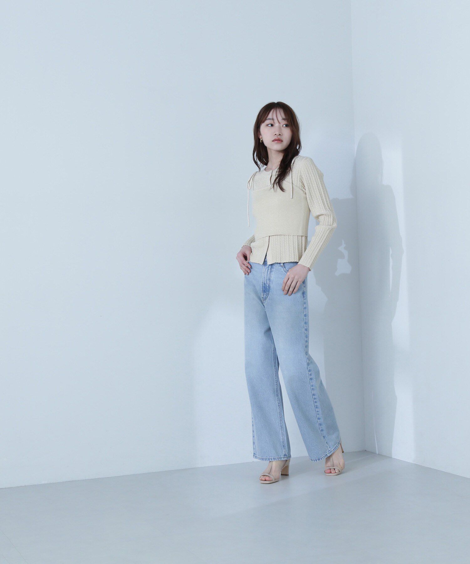  「ラメケーブルカーデ＆ビスチェ」|ニット・セーター|