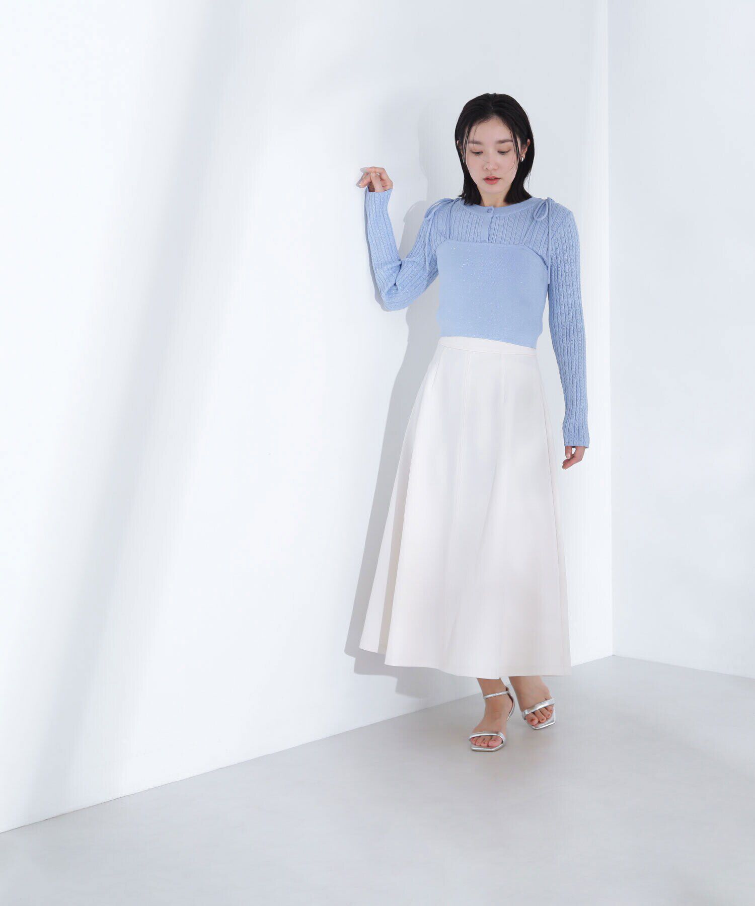  「ラメケーブルカーデ＆ビスチェ」|ニット・セーター|